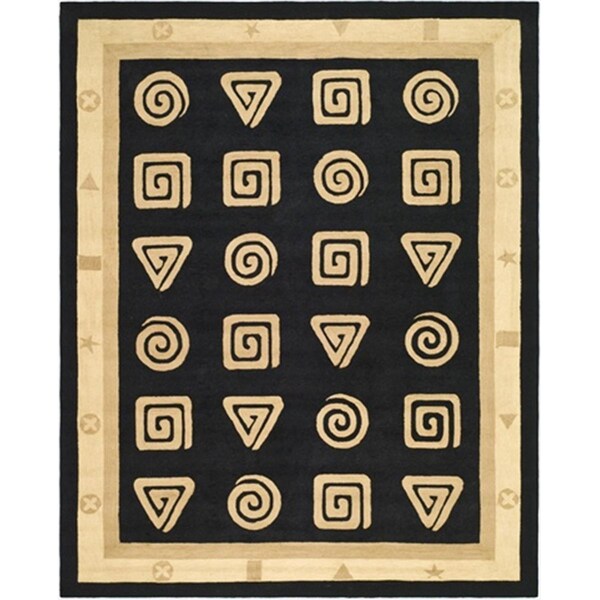 Safavieh 5 ft. - 3 in. x 8 ft. - 3 in. Medium Rectangle- Transitional Chelsea Black Hand Hooked Rug HK211B-5 - main